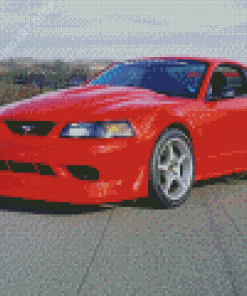 2000 Red Mustang Car Diamond Painting Art
