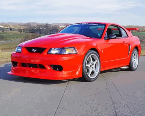 2000 Red Mustang Car Diamond Painting Art