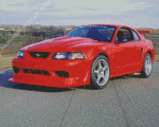 2000 Red Mustang Car Diamond Painting Art