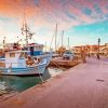 Aegina Port At Sunset Diamond Painting Art