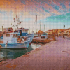 Aegina Port At Sunset Diamond Painting Art