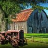 Aesthetic Old Tractor And Old Barn Diamond Painting Art