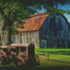 Aesthetic Old Tractor And Old Barn Diamond Painting Art