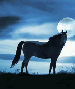 Alone Horse At Night Diamond Painting Art