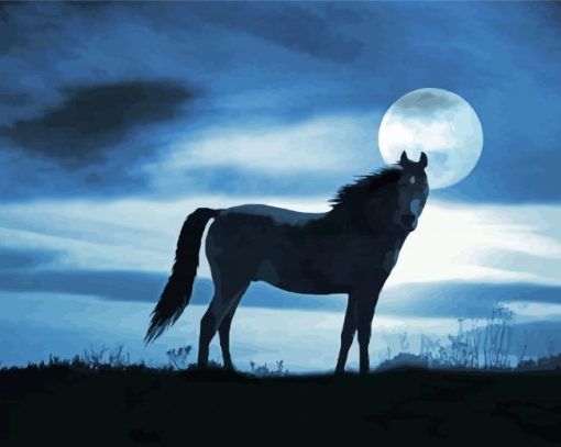 Alone Horse At Night Diamond Painting Art