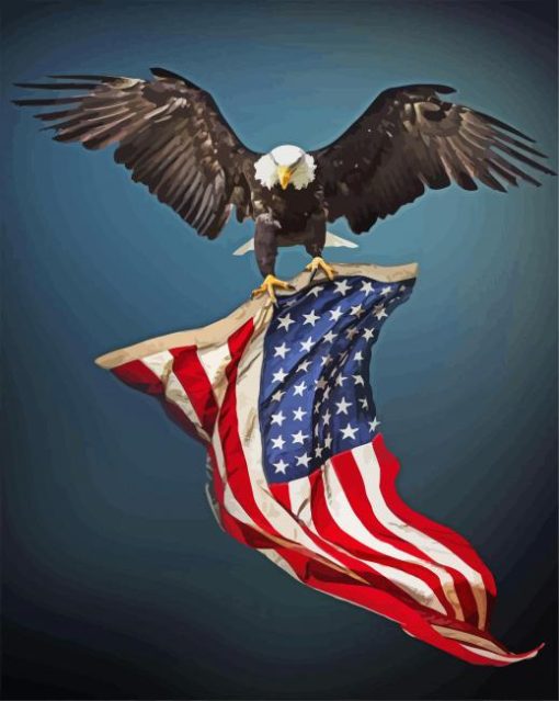 American Eagle Bird With Flag Diamond Painting Art