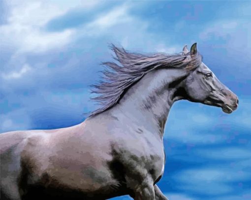 Black Lusitano Horse Diamond Painting Art