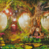 Fairies Tree Houses Diamond Painting Art
