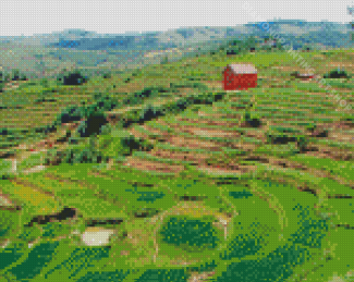 Farm On The Hillside Diamond Painting Art