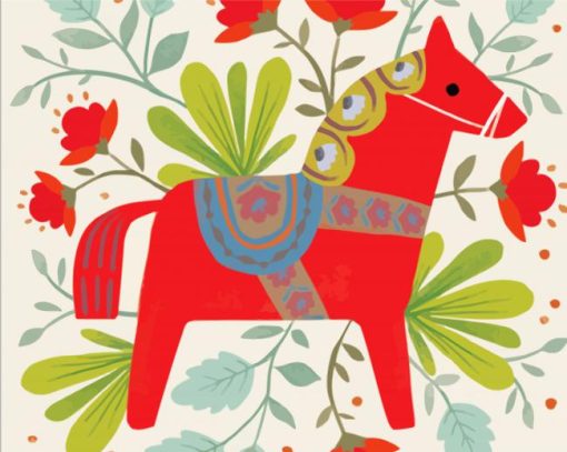 Floral Dala Horse Diamond Painting Art