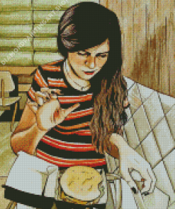 Girl Tasting Food Diamond Painting Art