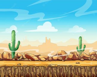 Landscape West Desert Illustration Diamond Painting Art