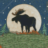Moose And Moon Diamond Painting Art