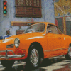 Orange Karmann Ghia Diamond Painting Art