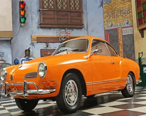 Orange Karmann Ghia Diamond Painting Art