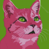 Pink Cat Diamond Painting Art