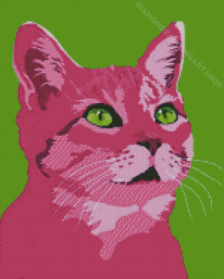 Pink Cat Diamond Painting Art