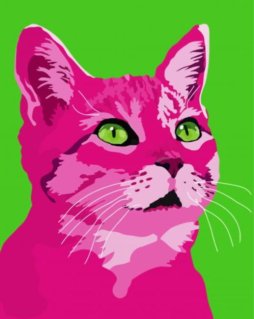 Pink Cat Diamond Painting Art