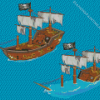 Pirate Ships In Water Diamond Painting Art