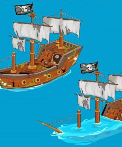 Pirate Ships In Water Diamond Painting Art