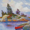 Red Canoe Diamond Painting Art