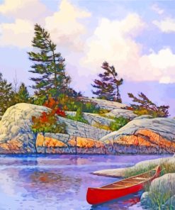 Red Canoe Diamond Painting Art