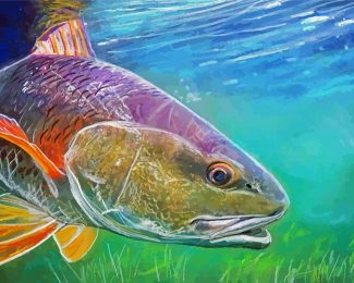 Red Drum Fish Underwater Diamond Painting Art