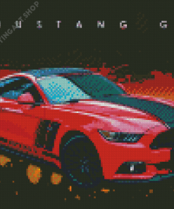Red Mustang Gt Art Poster Diamond Painting Art