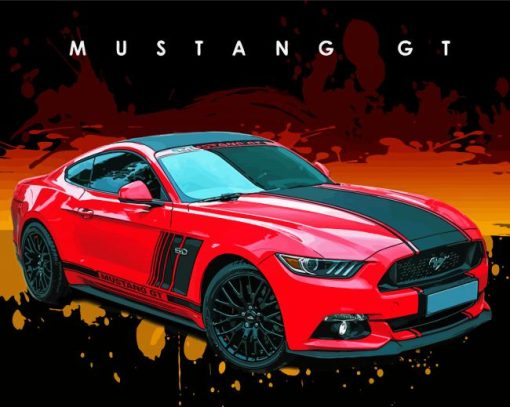 Red Mustang Gt Art Poster Diamond Painting Art