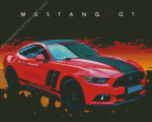 Red Mustang Gt Art Poster Diamond Painting Art