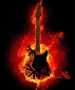 Rock Flaming Guitar Diamond Painting Art