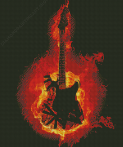 Rock Flaming Guitar Diamond Painting Art