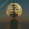 Sailing Ship Moon Silhouette Diamond Painting Art