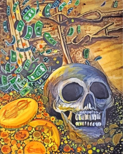 Skull And Money Diamond Painting Art