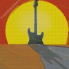 Sunset With Guitar Diamond Painting Art