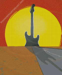 Sunset With Guitar Diamond Painting Art