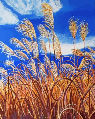 Tall Grass On A Windy Day Diamond Painting Art