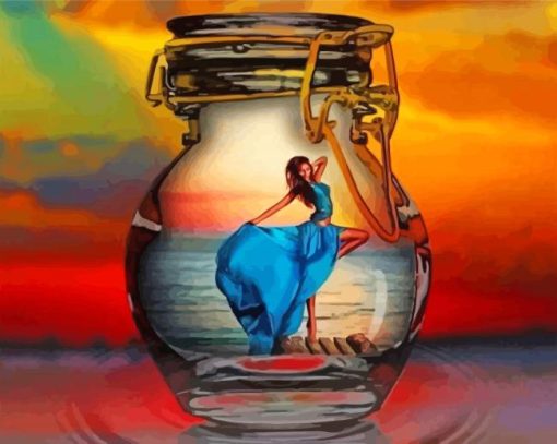 Woman In Bottle Art Diamond Painting Art