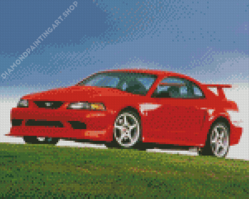 Aesthetic 2000 Red Mustang Car Diamond Painting Art