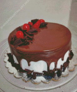 Aesthetic Cherry Chocolate Cake Diamond Painting Art