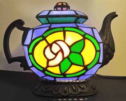 Aesthetic Victorian Teapot Lamp Diamond Painting Art