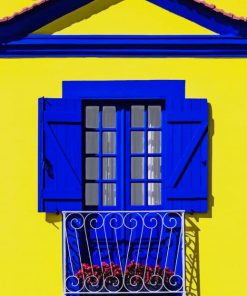 Aesthetic Blue And Yellow House Diamond Painting Art