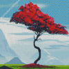 Aesthetic Red Tree Diamond Painting Art