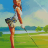 Cute Golf Lady Diamond Painting Art