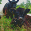 Cute Little Cows Grazing Diamond Painting Art