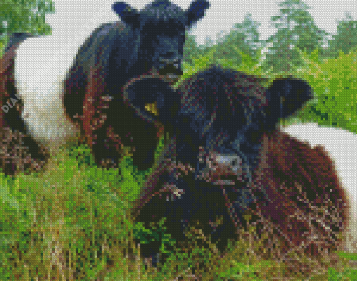 Cute Little Cows Grazing Diamond Painting Art