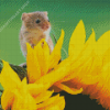 Cute Sunflower With Mouse Diamond Painting Art