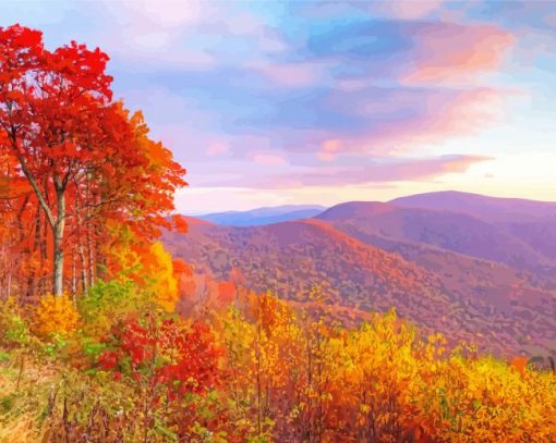Fall In Mountains Landscape Diamond Painting Art