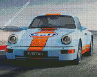 Gulf Porsche On Road Diamond Painting Art