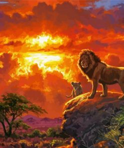 Lion Sunset Art Diamond Painting Art